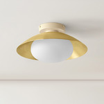 Arundel Mushroom Surface Mount - Bone Canopy / Brass Shade
