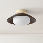 Arundel Mushroom Surface Mount - Bone Canopy / Patina Brass Shade