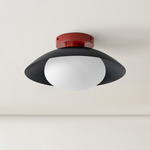 Arundel Mushroom Surface Mount - Oxide Red Canopy / Black Shade