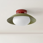 Arundel Mushroom Surface Mount - Oxide Red Canopy / Reed Green Shade
