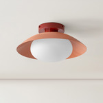 Arundel Mushroom Surface Mount - Oxide Red Canopy / Peach Shade