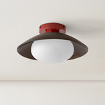 Arundel Mushroom Surface Mount - Oxide Red Canopy / Patina Brass Shade