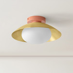 Arundel Mushroom Surface Mount - Peach Canopy / Brass Shade