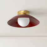Arundel Orb Surface Mount - Brass Canopy / Oxide Red Shade