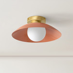 Arundel Orb Surface Mount - Brass Canopy / Peach Shade