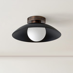 Arundel Orb Surface Mount - Patina Brass Canopy / Black Shade