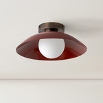 Arundel Orb Surface Mount - Patina Brass Canopy / Oxide Red Shade