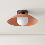 Arundel Orb Surface Mount - Patina Brass Canopy / Peach Shade