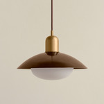 Brass Arundel Mushroom Pendant - Brass / Patina Brass Shade