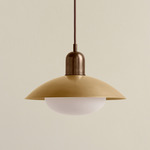 Brass Arundel Mushroom Pendant - Patina Brass / Brass Shade