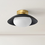 Arundel Mushroom Surface Mount - Brass Canopy / Black Shade