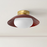 Arundel Mushroom Surface Mount - Brass Canopy / Oxide Red Shade