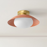 Arundel Mushroom Surface Mount - Brass Canopy / Peach Shade