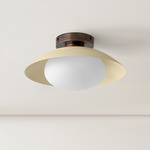 Arundel Mushroom Surface Mount - Patina Brass Canopy / Bone Shade