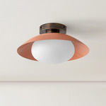 Arundel Mushroom Surface Mount - Patina Brass Canopy / Peach Shade