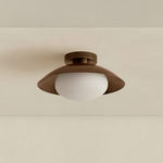 Brass Arundel Mushroom Surface Mount - Patina Brass Canopy / Patina Brass Shade