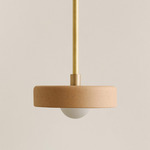 Ceramic Disc Orb Pendant - Brass / Tan Clay