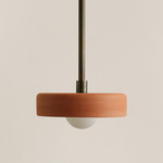 Ceramic Disc Orb Pendant - Patina Brass / Terracotta
