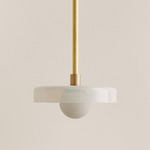 Disc Orb Pendant - Brass / Opaline