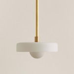 Disc Orb Pendant - Brass / Sandblasted White