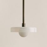 Disc Orb Pendant - Patina Brass / Opaline