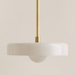 Disc Orb Pendant - Brass / Opaline