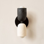 Ceramic Up Down Slim Wall Sconce - Black Canopy / Black Clay Upper Shade