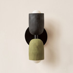 Ceramic Up Down Slim Wall Sconce - Black Canopy / Black Clay Upper Shade