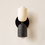 Ceramic Up Down Slim Wall Sconce - Black Canopy / White Clay Upper Shade