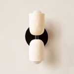 Ceramic Up Down Slim Wall Sconce - Black Canopy / White Clay Upper Shade