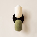 Ceramic Up Down Slim Wall Sconce - Black Canopy / White Clay Upper Shade