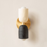 Ceramic Up Down Slim Wall Sconce - Brass Canopy / White Clay Upper Shade