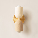 Ceramic Up Down Slim Wall Sconce - Brass Canopy / White Clay Upper Shade