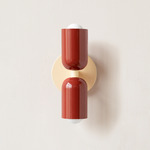 Up Down Slim Wall Sconce - Bone Canopy / Oxide Red Upper Shade