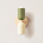 Up Down Slim Wall Sconce - Bone Canopy / Reed Green Upper Shade