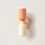 Up Down Slim Wall Sconce - Bone Canopy / Peach Upper Shade