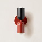 Up Down Slim Wall Sconce - Oxide Red Canopy / Black Upper Shade