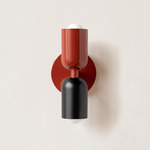 Up Down Slim Wall Sconce - Oxide Red Canopy / Oxide Red Upper Shade