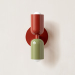 Up Down Slim Wall Sconce - Oxide Red Canopy / Oxide Red Upper Shade