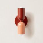 Up Down Slim Wall Sconce - Oxide Red Canopy / Oxide Red Upper Shade