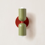 Up Down Slim Wall Sconce - Oxide Red Canopy / Reed Green Upper Shade