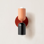 Up Down Slim Wall Sconce - Oxide Red Canopy / Peach Upper Shade