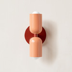 Up Down Slim Wall Sconce - Oxide Red Canopy / Peach Upper Shade