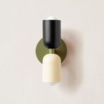 Up Down Slim Wall Sconce - Reed Green Canopy / Black Upper Shade
