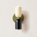 Up Down Slim Wall Sconce - Reed Green Canopy / Bone Upper Shade