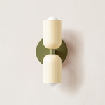 Up Down Slim Wall Sconce - Reed Green Canopy / Bone Upper Shade