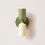 Up Down Slim Wall Sconce - Reed Green Canopy / Reed Green Upper Shade