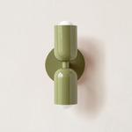 Up Down Slim Wall Sconce - Reed Green Canopy / Reed Green Upper Shade