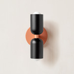 Up Down Slim Wall Sconce - Peach Canopy / Black Upper Shade