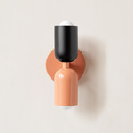 Up Down Slim Wall Sconce - Peach Canopy / Black Upper Shade